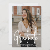 Invitation Fête de graduation photo manuscrite de script (Devant)