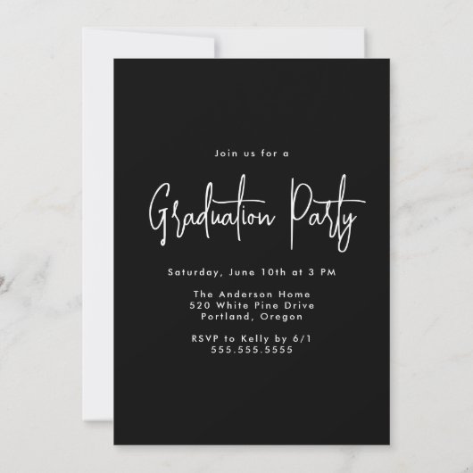 Invitation Fête de graduation photo manuscrite de script (Dos)