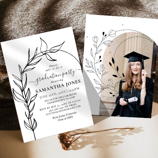 Invitation Fête de graduation photo minimal Arch