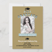 Invitation Fête de graduation photo minimal bleu moderne (Devant)