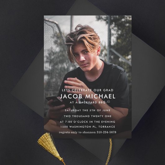 Invitation Fête de graduation photo minimale