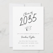 Invitation Fête de graduation photo minimale noir et blanc (Devant)