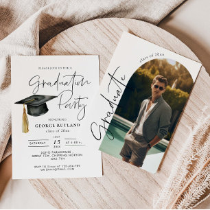 Invitation Fête de graduation photo minimaliste moderne