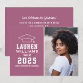 Invitation Fête de graduation photo moderne Berry Pink (Devant / Derrière)