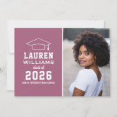 Invitation Fête de graduation photo moderne Berry Pink (Devant)