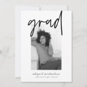 Invitation Fête de graduation photo moderne noir et or (Devant)