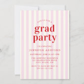 Invitation Fête de graduation photo moderne rouge et rose (Dos)