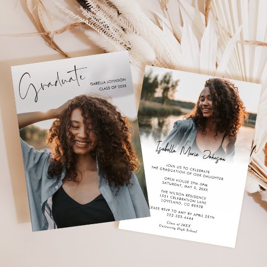 Invitation Fête de graduation photo moderne simple