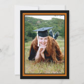 Invitation Fête de Graduation Photo Noir et Orange (Dos)