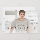 Invitation Fête de graduation photo noire moderne (Devant)