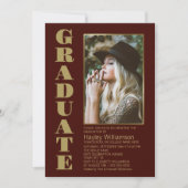 Invitation Fête de graduation photo or simple de Bourgogne mo (Devant)