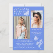 Invitation Fête de graduation photo Papillon blanc bleu moder (Devant)