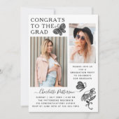 Invitation Fête de graduation photo papillon blanc moderne (Devant)