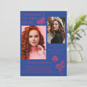 Invitation Fête de graduation photo Papillon bleu rose modern (Debout devant)