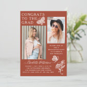 Invitation Fête de graduation photo papillon Brown moderne (Debout devant)