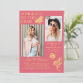 Invitation Fête de graduation photo papillon jaune moderne (Debout devant)