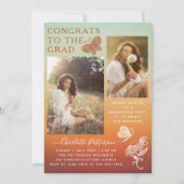 Invitation Fête de graduation photo papillon orange moderne (Devant)