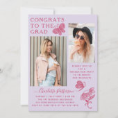 Invitation Fête de graduation Photo Papillon rose clair moder (Devant)
