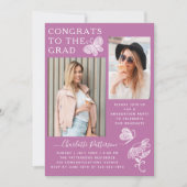 Invitation Fête de graduation photo papillon violet moderne (Devant)