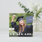 Invitation Fête de graduation photo personnalisée (Debout devant)