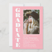 Invitation Fête de graduation photo personnalisée rose modern (Devant)