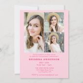 Invitation Fête de graduation photo rose chaud moderne (Dos)