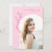 Invitation Fête de graduation photo rose chaud moderne (Devant)