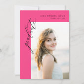 Invitation Fête de graduation photo rose chaud moderne (Devant)