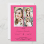 Invitation Fête de graduation photo rose chaud moderne (Dos)