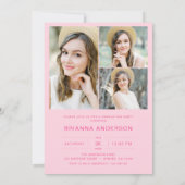 Invitation Fête de graduation photo rose chaud moderne (Dos)
