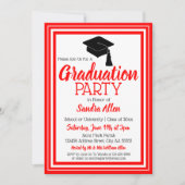 Invitation Fête de graduation photo rouge et blanc (Devant)