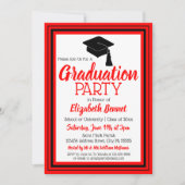 Invitation Fête de graduation photo rouge et noire (Devant)