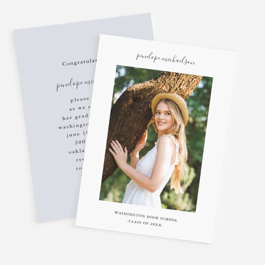 Invitation Fête de graduation photo simple et minimale