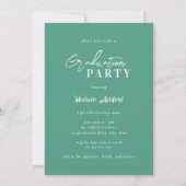 Invitation Fête de graduation photo Turquoise de script moder (Dos)