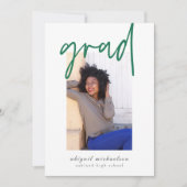 Invitation Fête de graduation photo verte et blanche moderne (Devant)