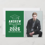 Invitation Fête de graduation photo verte moderne (Devant)