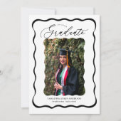 Invitation Fête de graduation photo Wavy Script moderne (Devant)