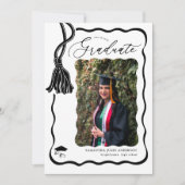 Invitation Fête de graduation photo Wavy Script moderne (Devant)