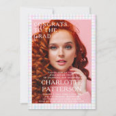 Invitation Fête de graduation photographique En vichy multico (Devant)