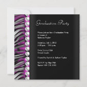 Invitation Fête de graduation Pink Black Silver Leopard Zebra (Dos)
