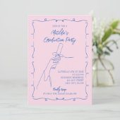 Invitation Fête de graduation Pink & Blue Photo (Debout devant)