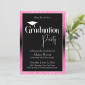 Invitation Fête de Graduation Pink brillant Ombre Confetti (Debout devant)