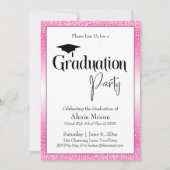Invitation Fête de Graduation Pink brillant Ombre Confetti (Devant)