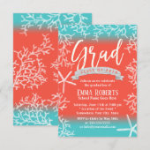 Invitation Fête de graduation Plage moderne Coral Reef Starfi (Devant / Derrière)