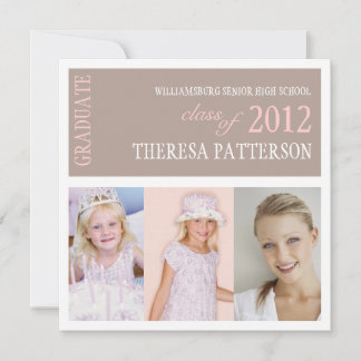 Invitation Fête de graduation pour Collage de photos Brown de