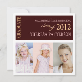 Invitation Fête de graduation pour Collage de photos Brown de