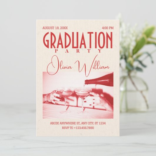 Invitation Fête de graduation rétro classique (Debout devant)