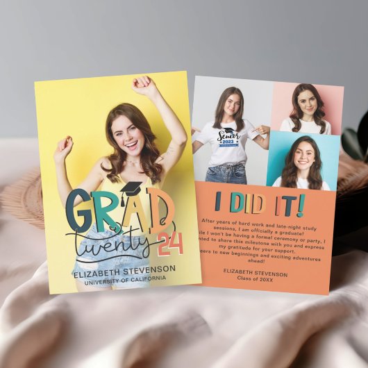 Invitation Fête de graduation rétro colorée 4 photo