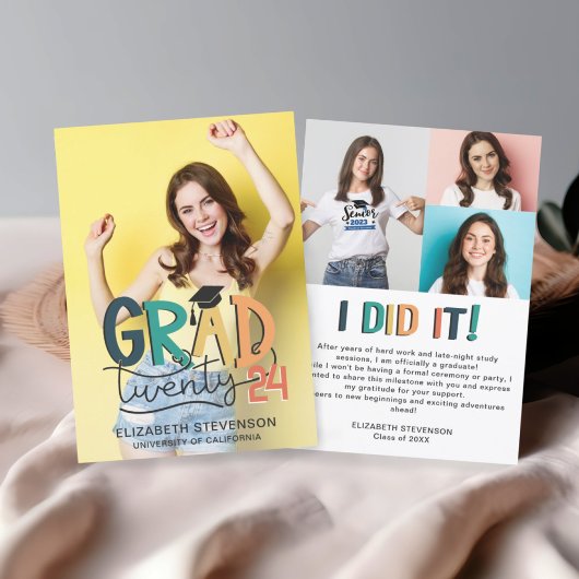 Invitation Fête de graduation rétro colorée 4 photo