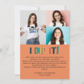 Invitation Fête de graduation rétro colorée 4 photo (Dos)